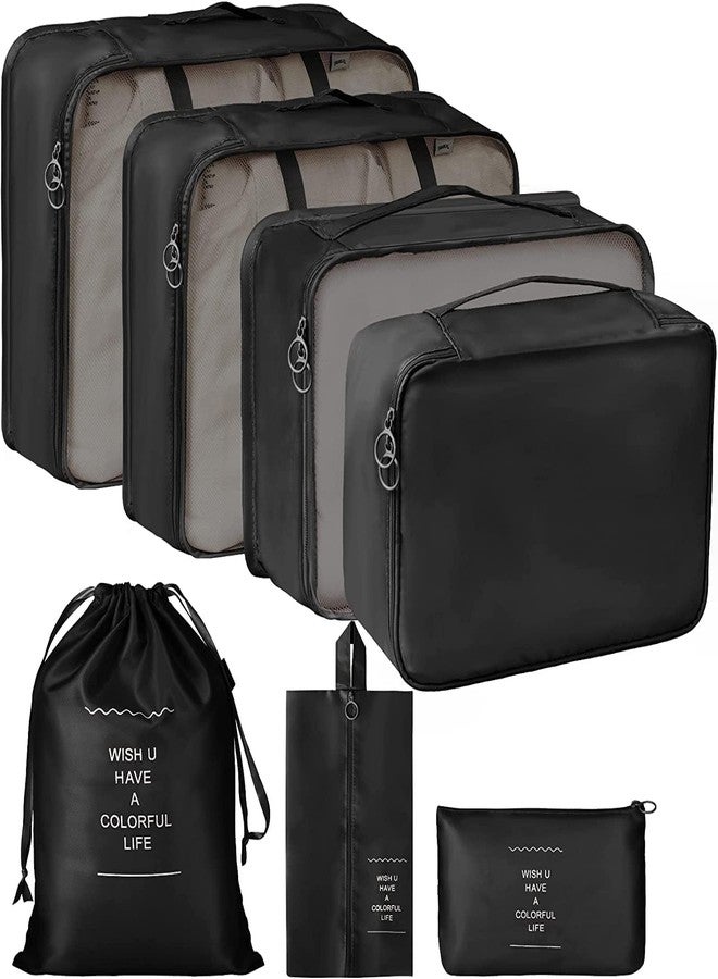 WROPZO 7-in-1 Travel Organizer Set I Polyester 3 Packing Cubes, 3 Pouches, with Shoe Bag I Waterproof, Lightweight I for Travel Space Saver Laundry Luggage Makeup Accessories - Image 1